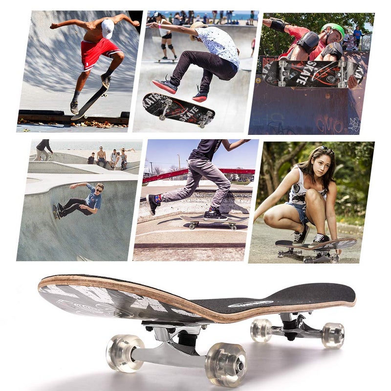 Chrome Wheels ChromeWheels 31 inch Skateboard Double Kick Skate Board Cruiser Longboard 8 Layer Maple Deck Skateboards for Kids and Beginners - Image 5